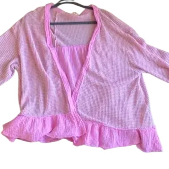 POL Waffle Knit Ruffled Long Sleeve Cardigan Size Small Women - Picture 8 of 8